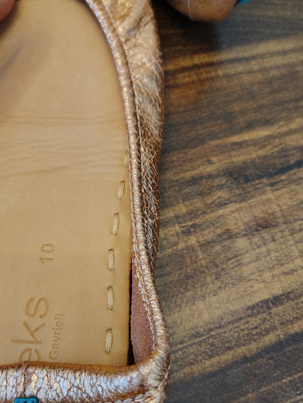 Tieks by Gavrieli Rose Gold Glam metallic leather ballet flat Foldable Size 10 - Picture 5 of 7